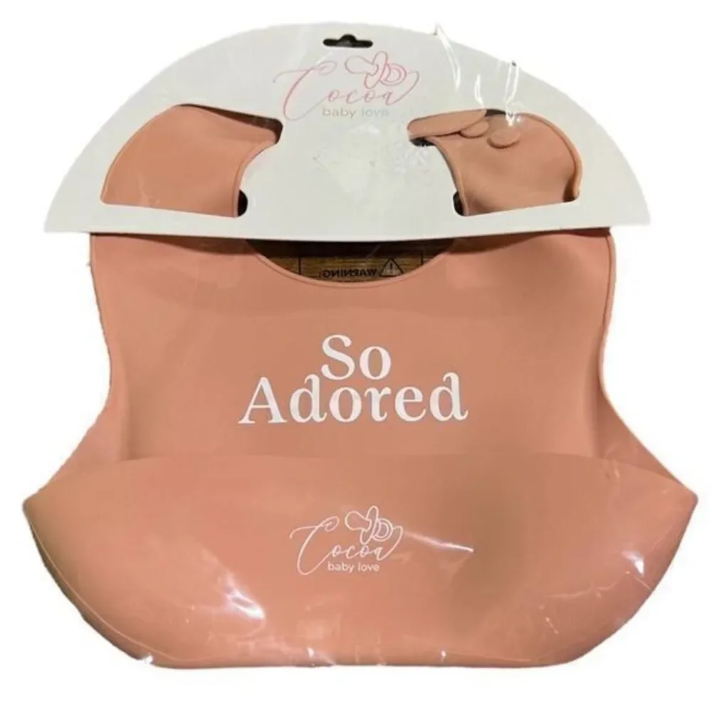 NWT Cocoa Baby Love “So Adored” Silicone‎ Bib One Size